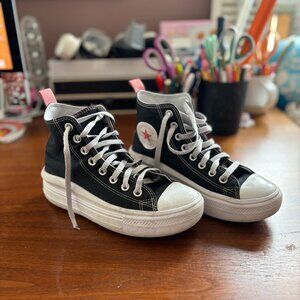 GENTLY WORN: Converse Chuck Taylor All Star EVA Lift Platform BLACK AND PINK
